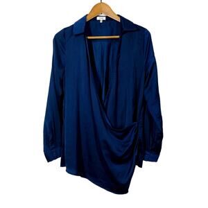 Tobi Long Sleeve Wrap Tunic Navy Career Casual - M